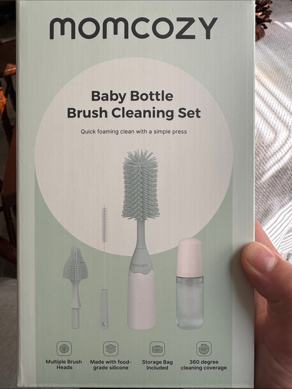 Momcozy Baby Bottle Brush Cleaning Set - Mint Green